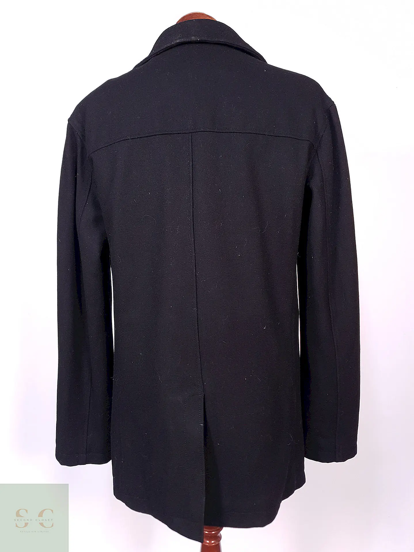 Abrigo Guess Cruzado Negro 60% Lana Talla XL 13