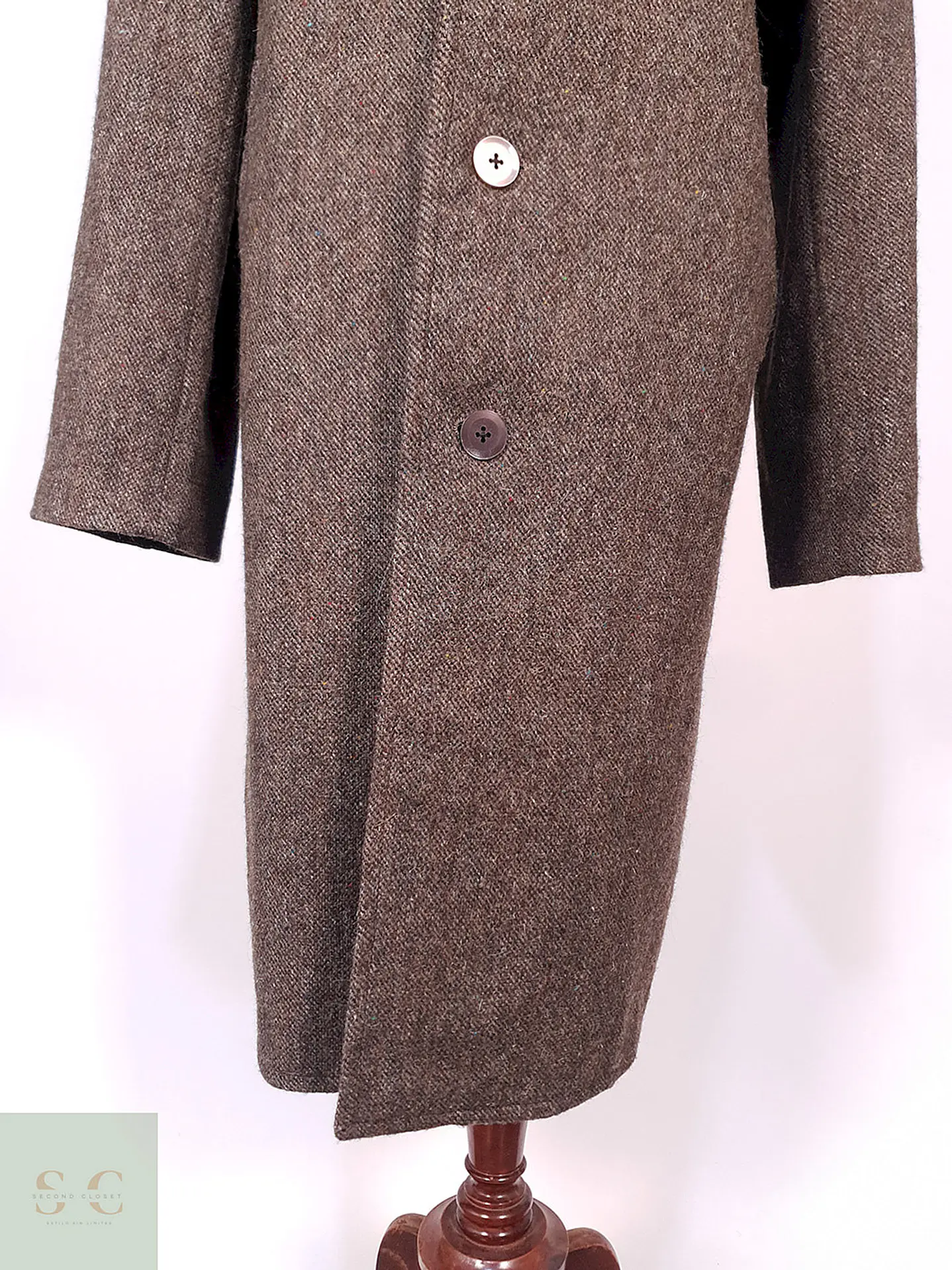 Abrigo Largo Café Vintage Japonés Lana Talla L 2