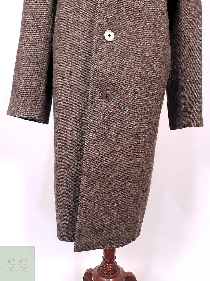 Abrigo Largo Café Vintage Japonés Lana Talla L 2