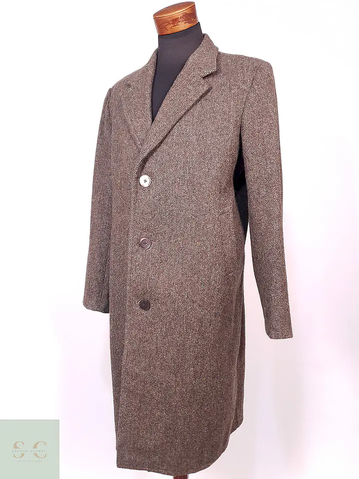 Abrigo Largo Café Vintage Japonés Lana Talla L 7