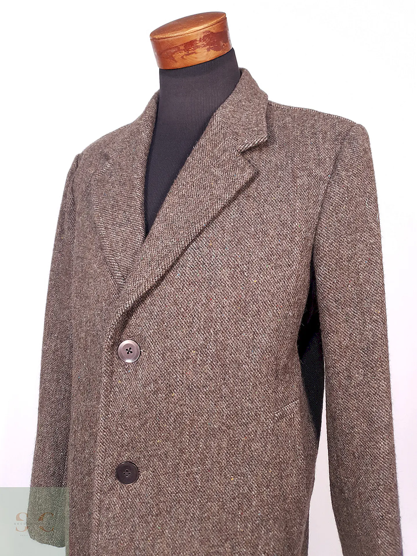 Abrigo Largo Café Vintage Japonés Lana Talla L 8