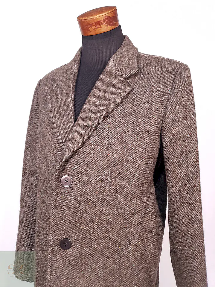 Abrigo Largo Café Vintage Japonés Lana Talla L 8