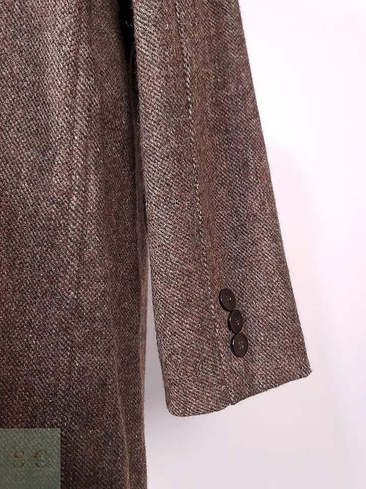 Abrigo Largo Café Vintage Japonés Lana Talla L 9