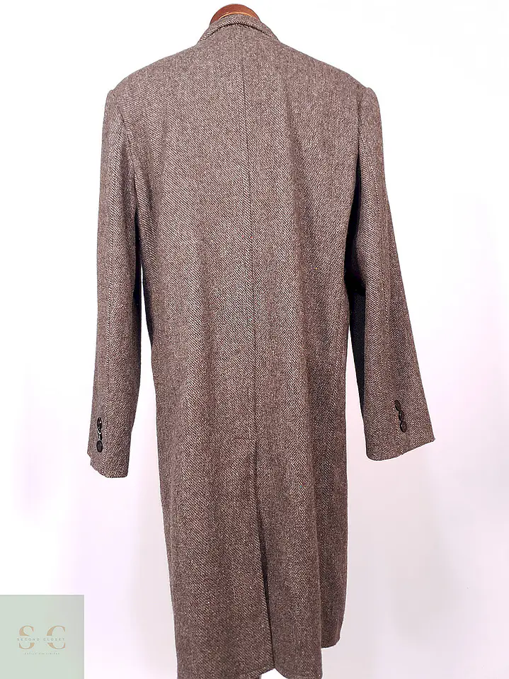 Abrigo Largo Café Vintage Japonés Lana Talla L 10