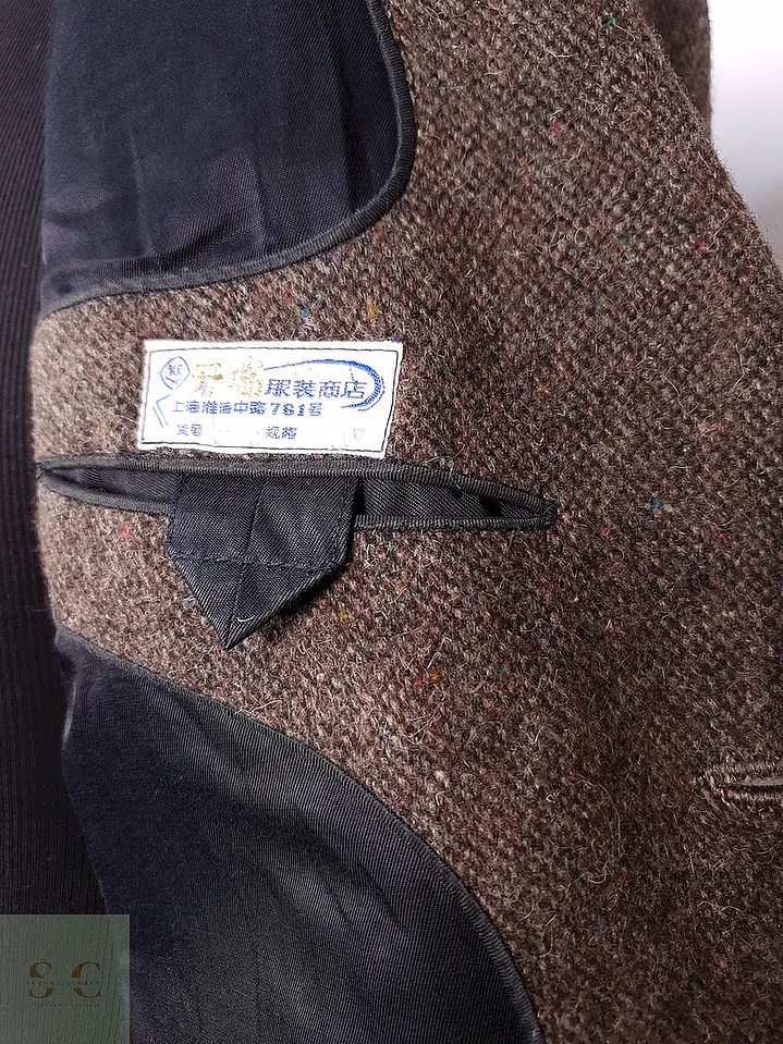 Abrigo Largo Café Vintage Japonés Lana Talla L 11