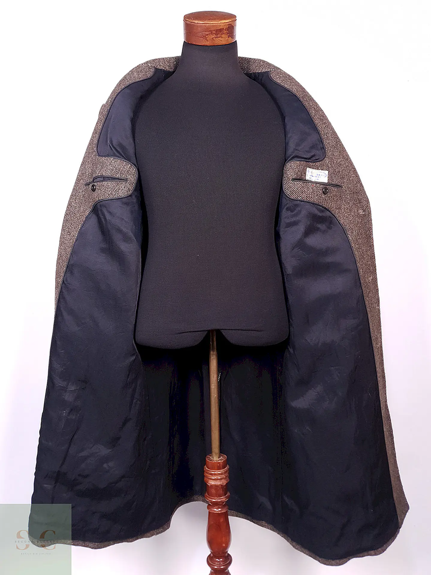Abrigo Largo Café Vintage Japonés Lana Talla L 14