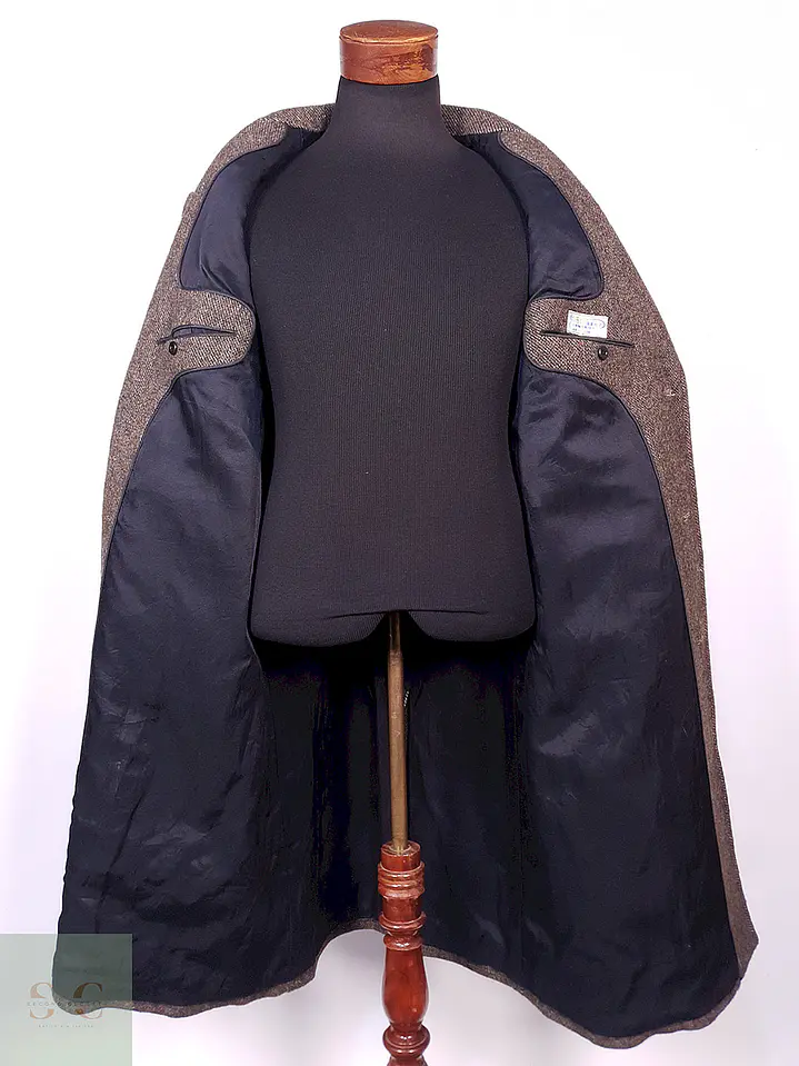 Abrigo Largo Café Vintage Japonés Lana Talla L 14