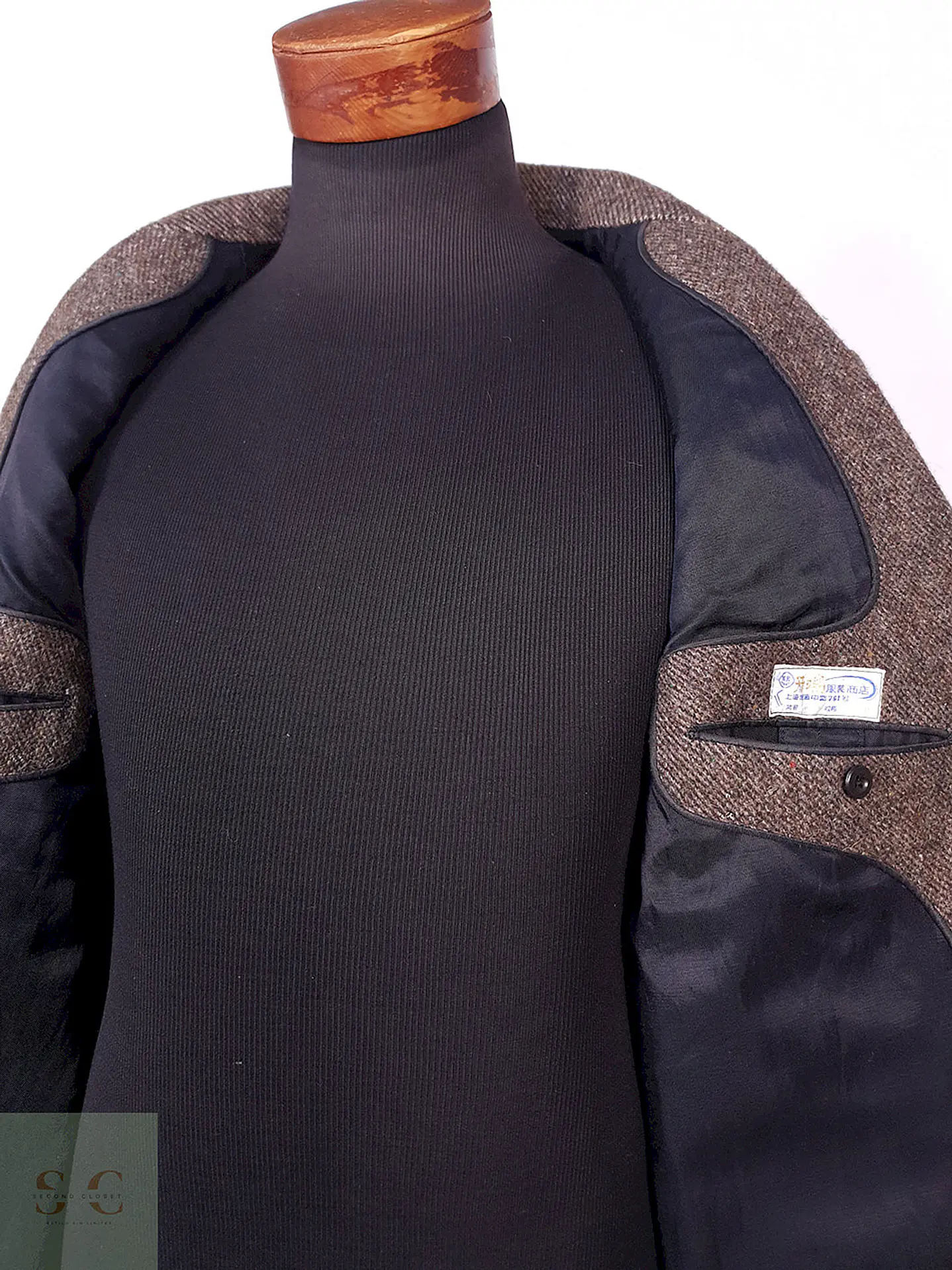 Abrigo Largo Café Vintage Japonés Lana Talla L 16