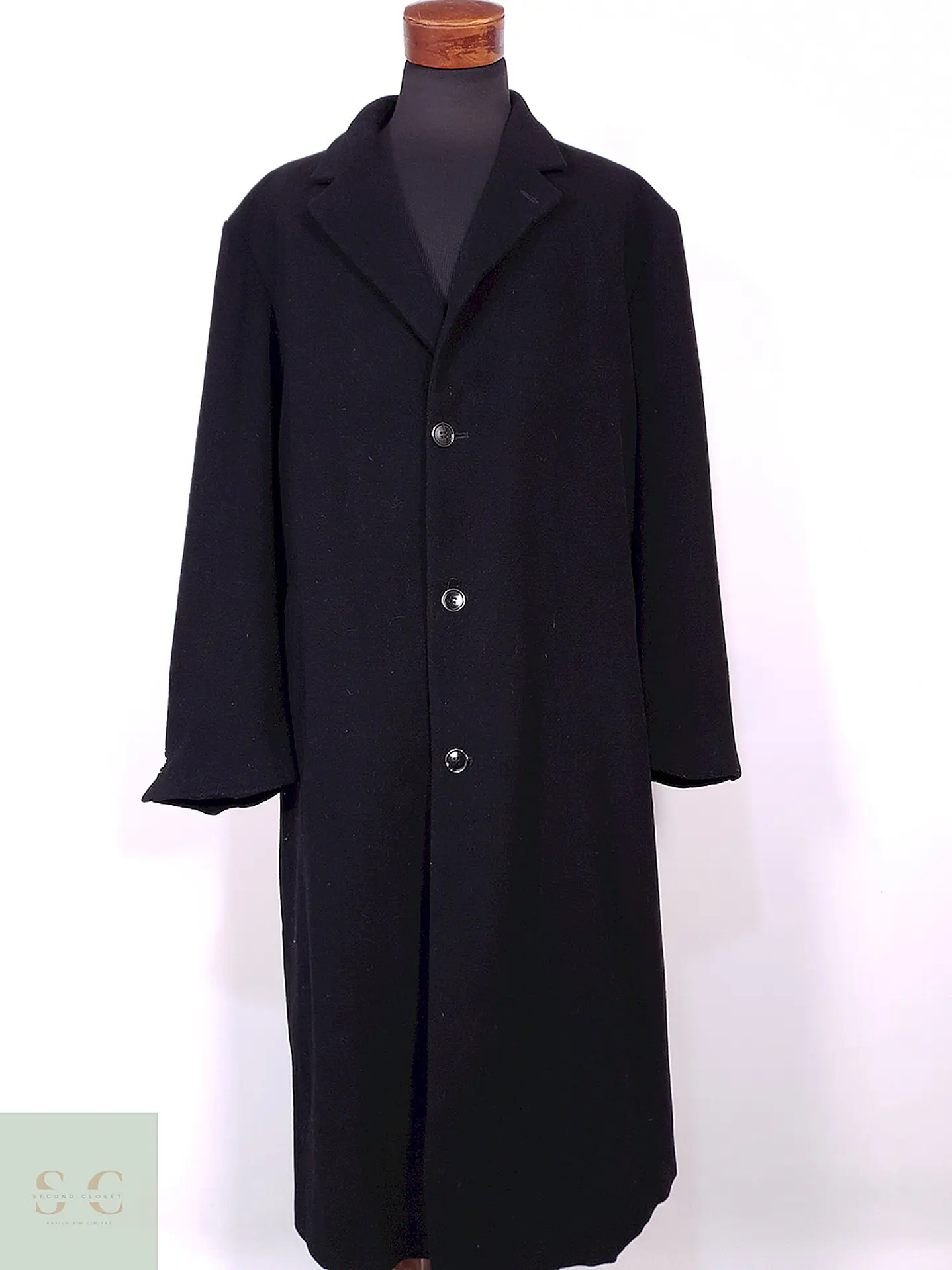 Abrigo Largo Negro Weatherproof Italiano Lana Cashmere Talla XXXL 1