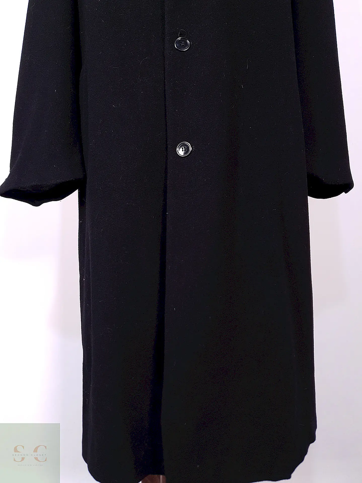 Abrigo Largo Negro Weatherproof Italiano Lana Cashmere Talla XXXL 2