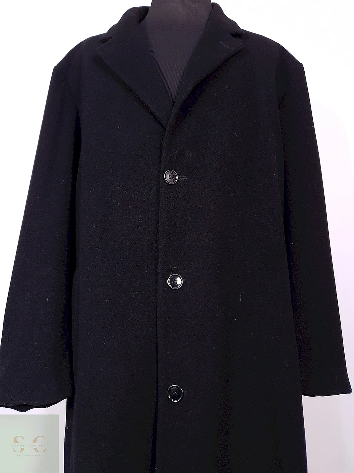 Abrigo Largo Negro Weatherproof Italiano Lana Cashmere Talla XXXL 4