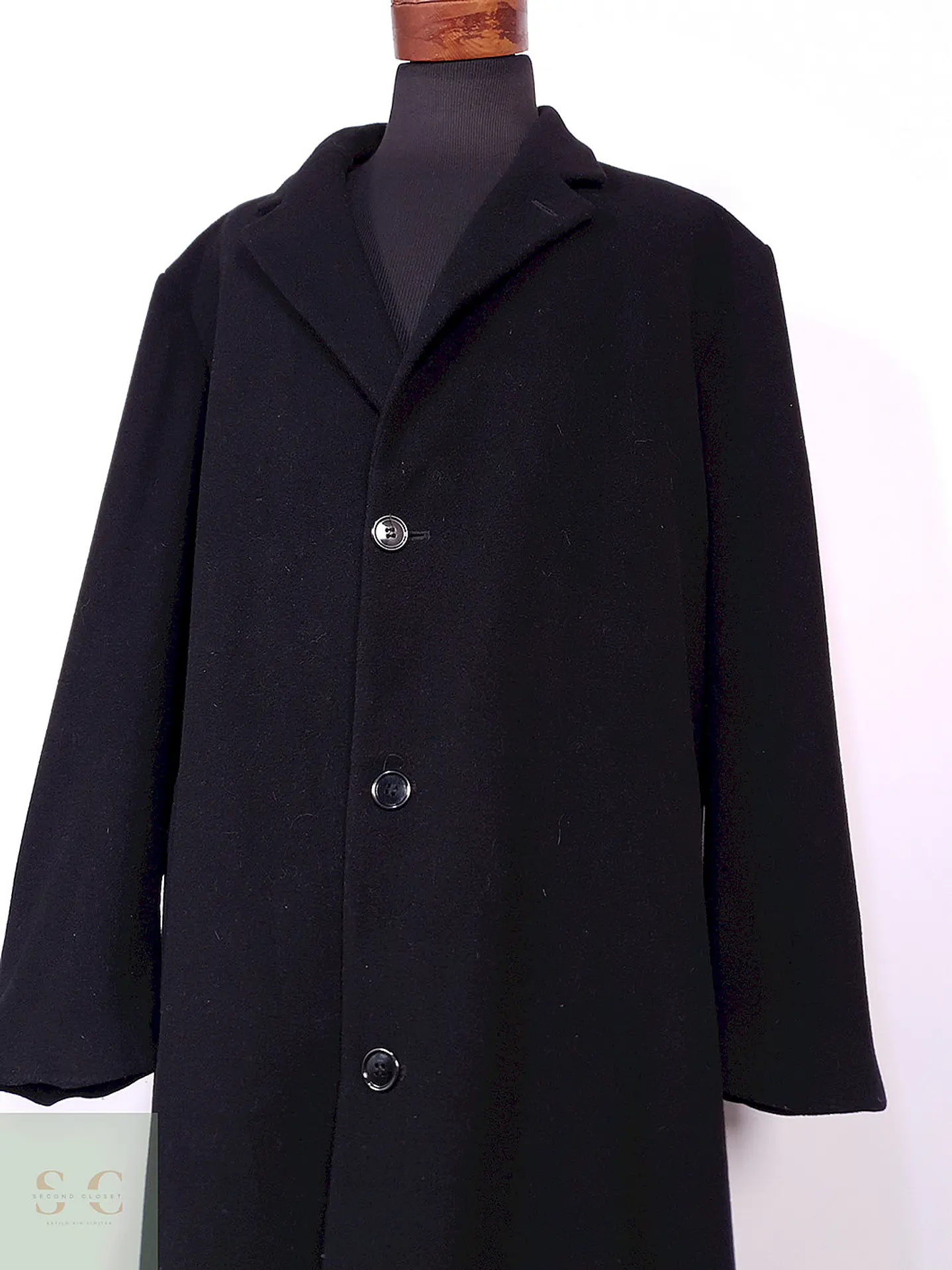 Abrigo Largo Negro Weatherproof Italiano Lana Cashmere Talla XXXL 5