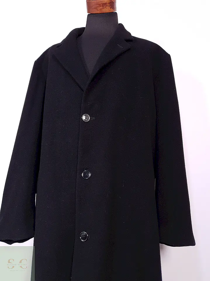 Abrigo Largo Negro Weatherproof Italiano Lana Cashmere Talla XXXL 5