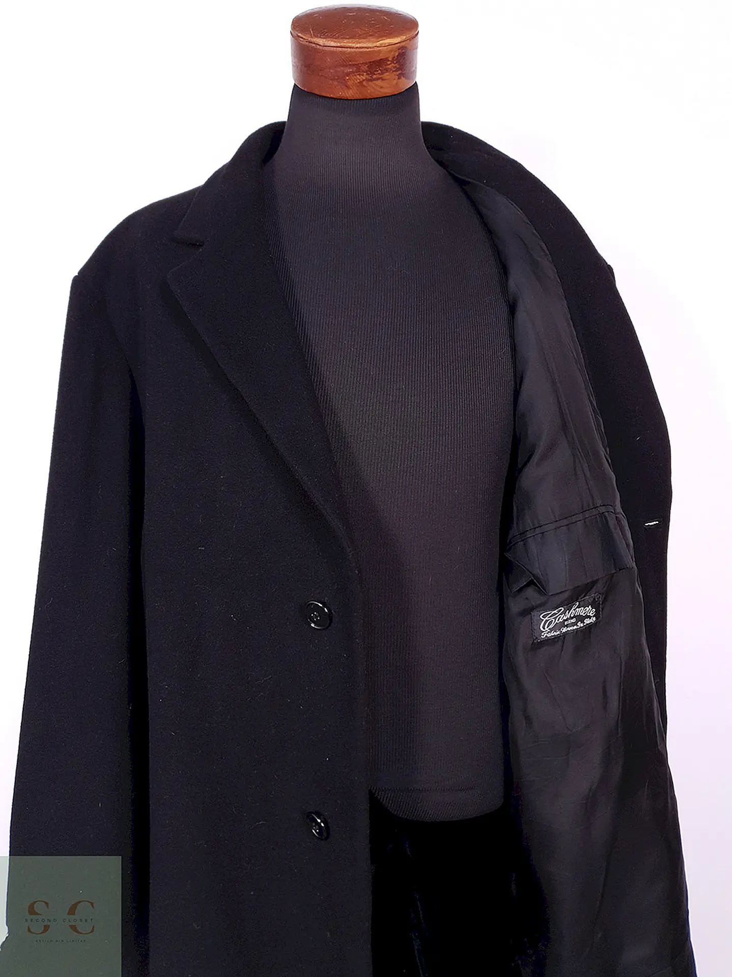 Abrigo Largo Negro Weatherproof Italiano Lana Cashmere Talla XXXL 9