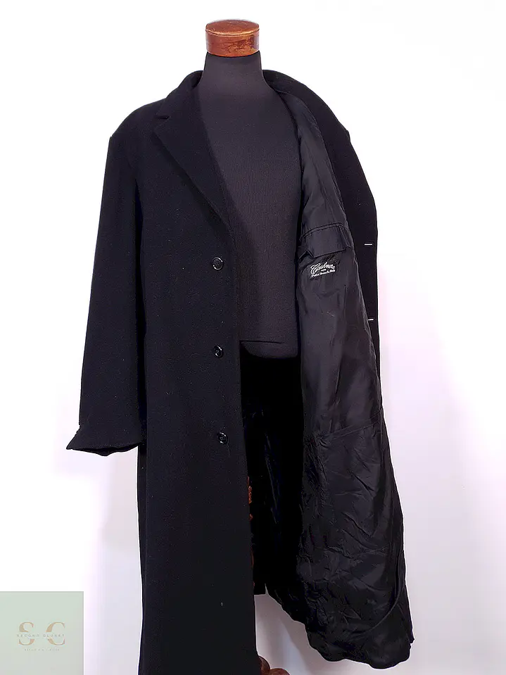 Abrigo Largo Negro Weatherproof Italiano Lana Cashmere Talla XXXL 10