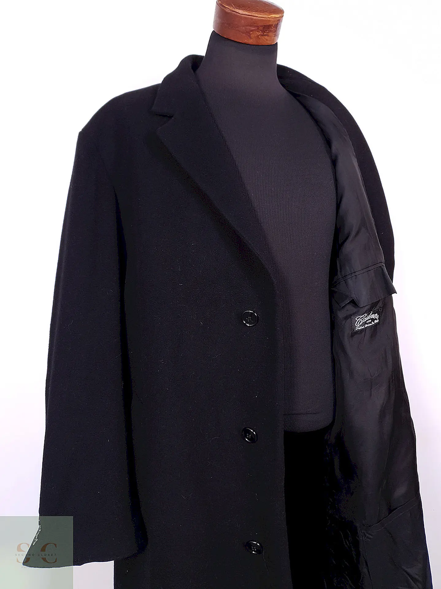 Abrigo Largo Negro Weatherproof Italiano Lana Cashmere Talla XXXL 11