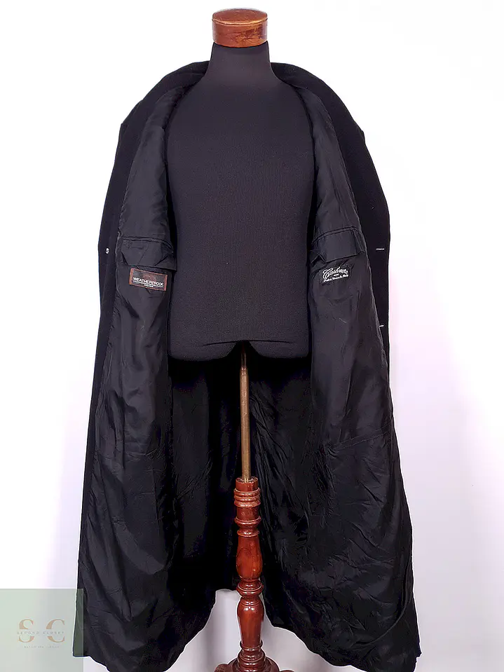 Abrigo Largo Negro Weatherproof Italiano Lana Cashmere Talla XXXL 13