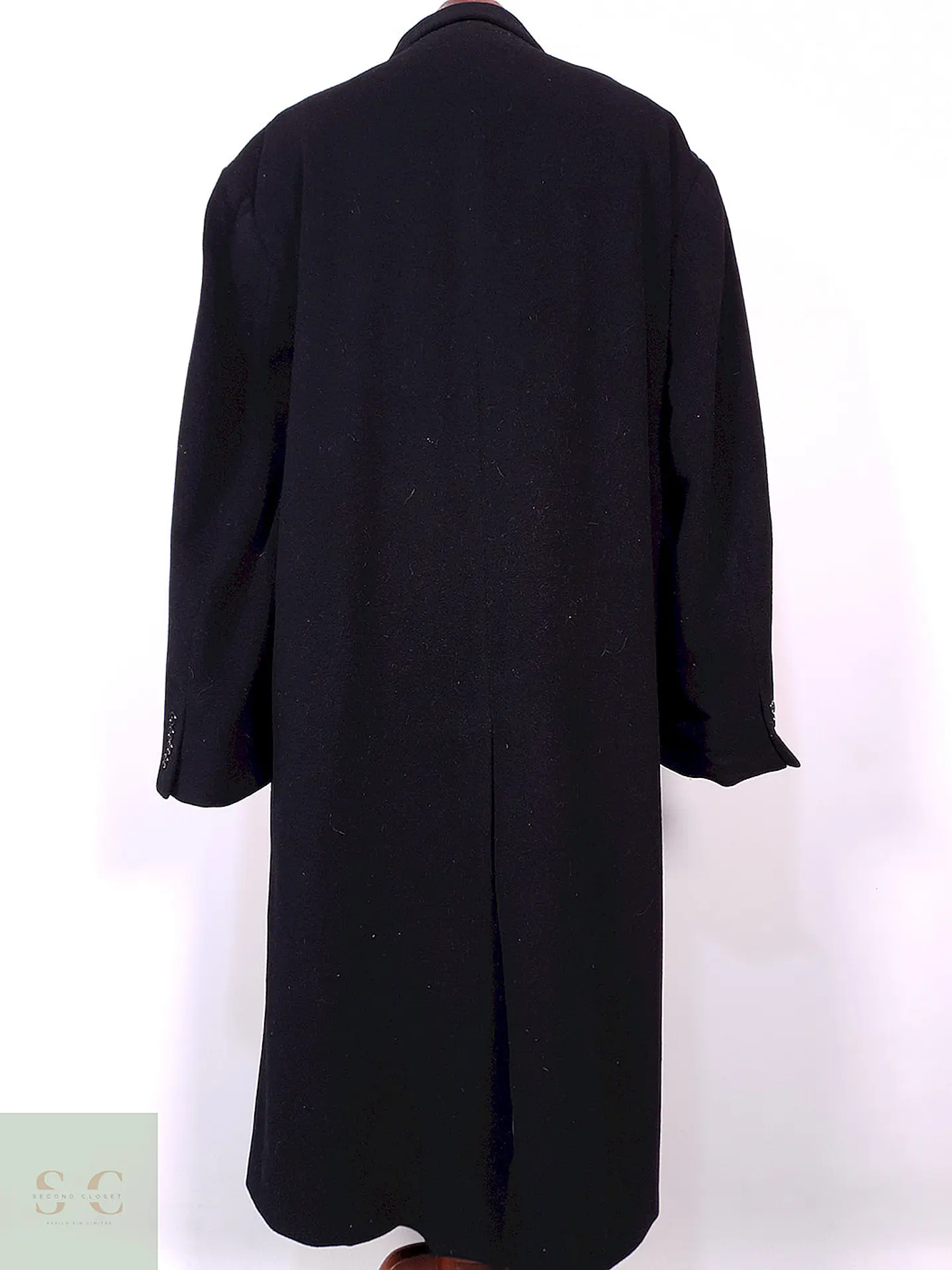 Abrigo Largo Negro Weatherproof Italiano Lana Cashmere Talla XXXL 15