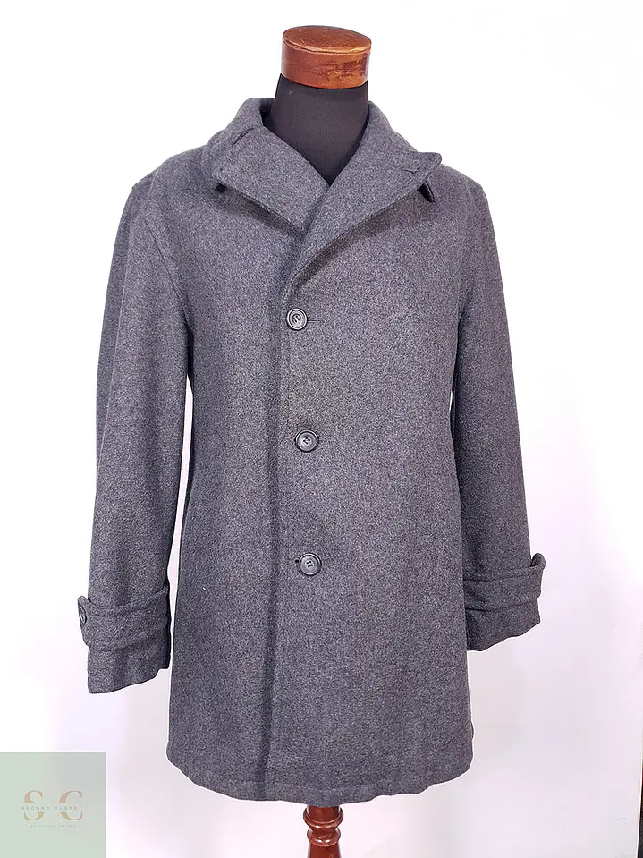 Abrigo Pierre Cardin Gris 100% Lana Italiano Talla L 2