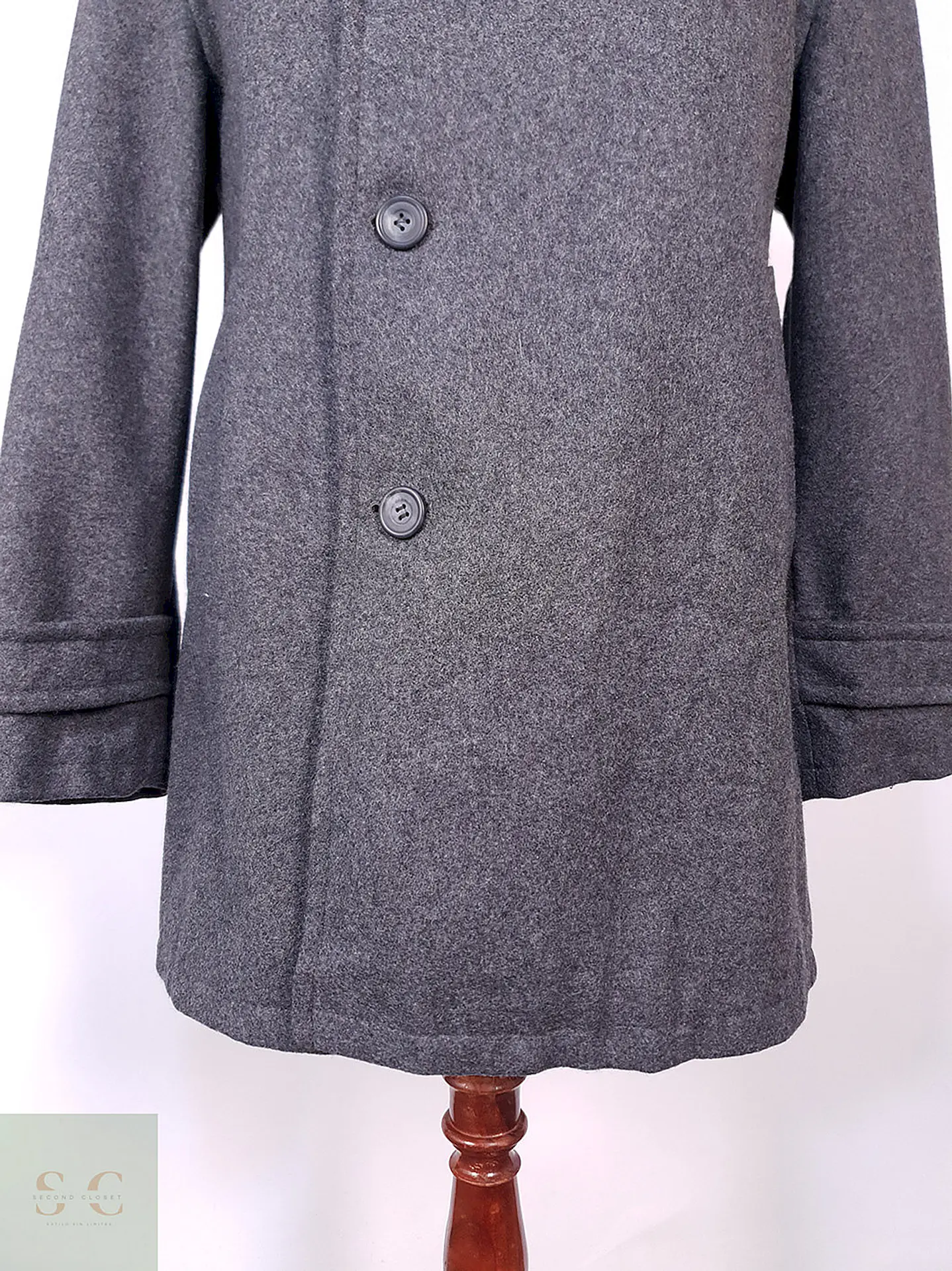 Abrigo Pierre Cardin Gris 100% Lana Italiano Talla L 3