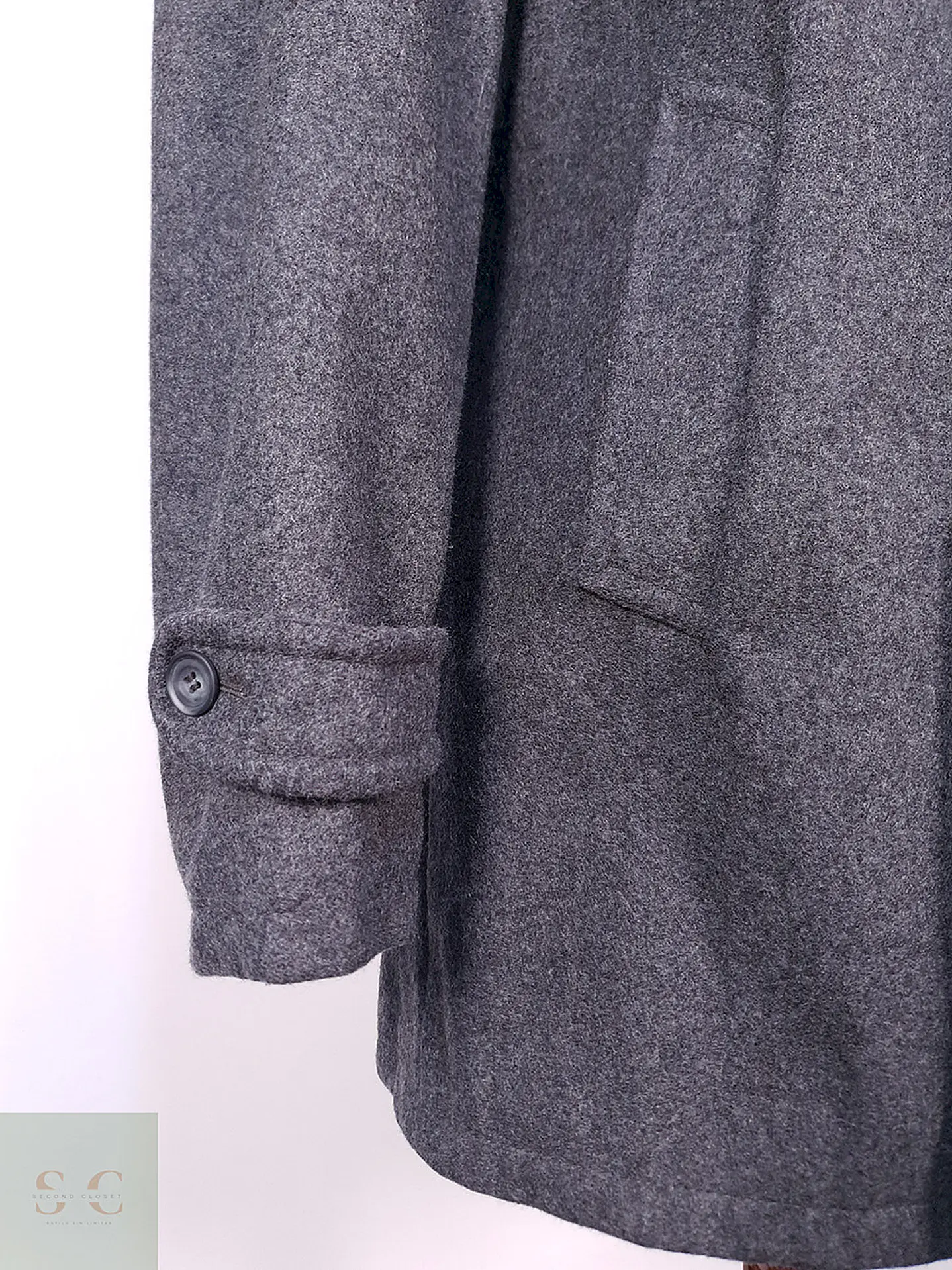 Abrigo Pierre Cardin Gris 100% Lana Italiano Talla L 8