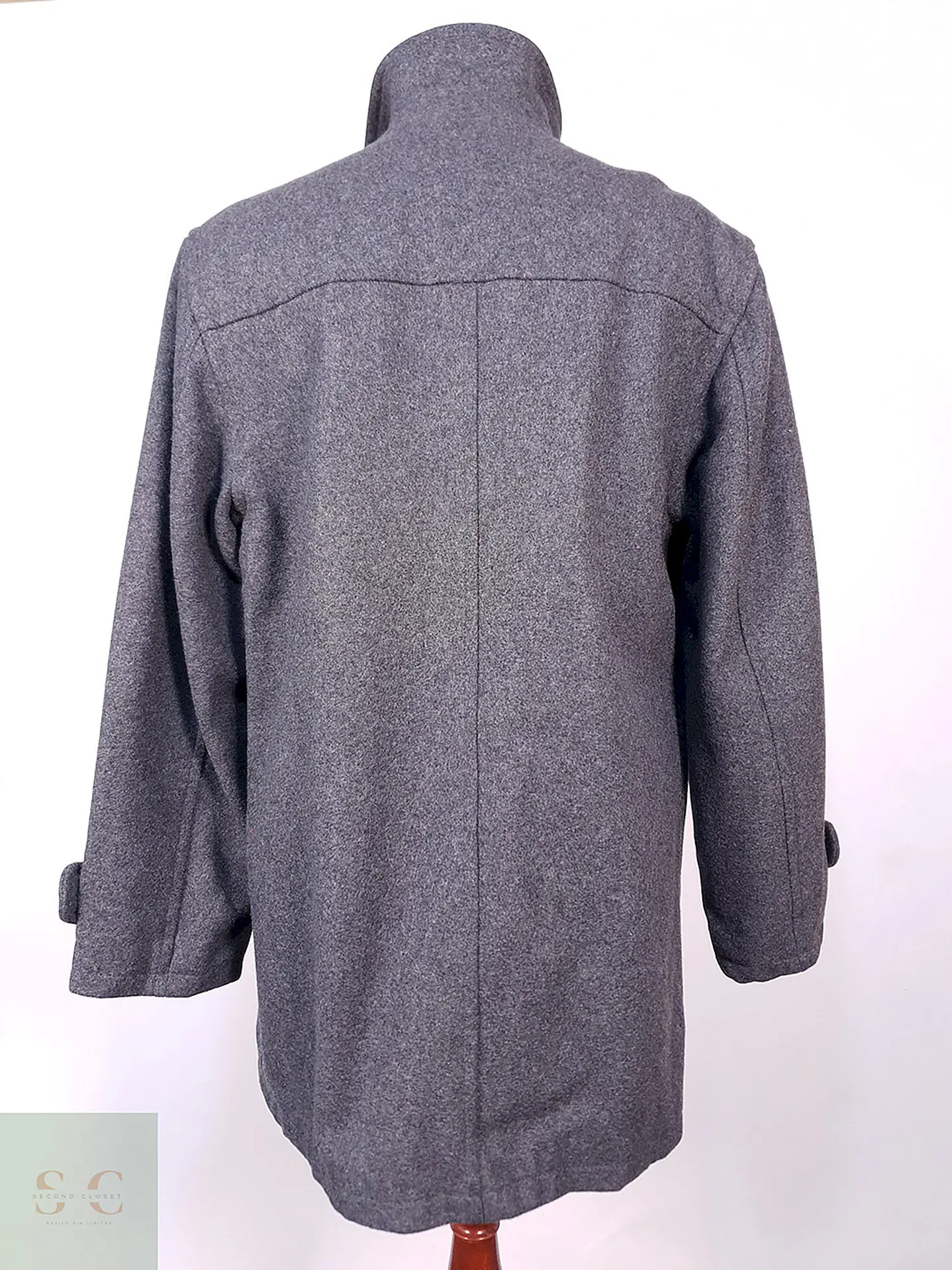 Abrigo Pierre Cardin Gris 100% Lana Italiano Talla L 10