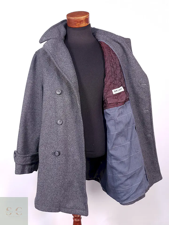 Abrigo Pierre Cardin Gris 100% Lana Italiano Talla L 13