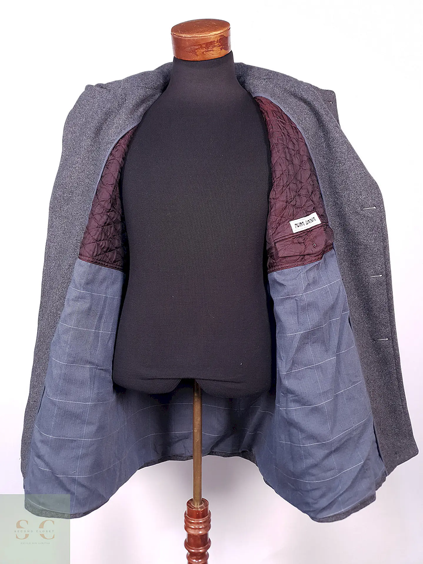Abrigo Pierre Cardin Gris 100% Lana Italiano Talla L 14