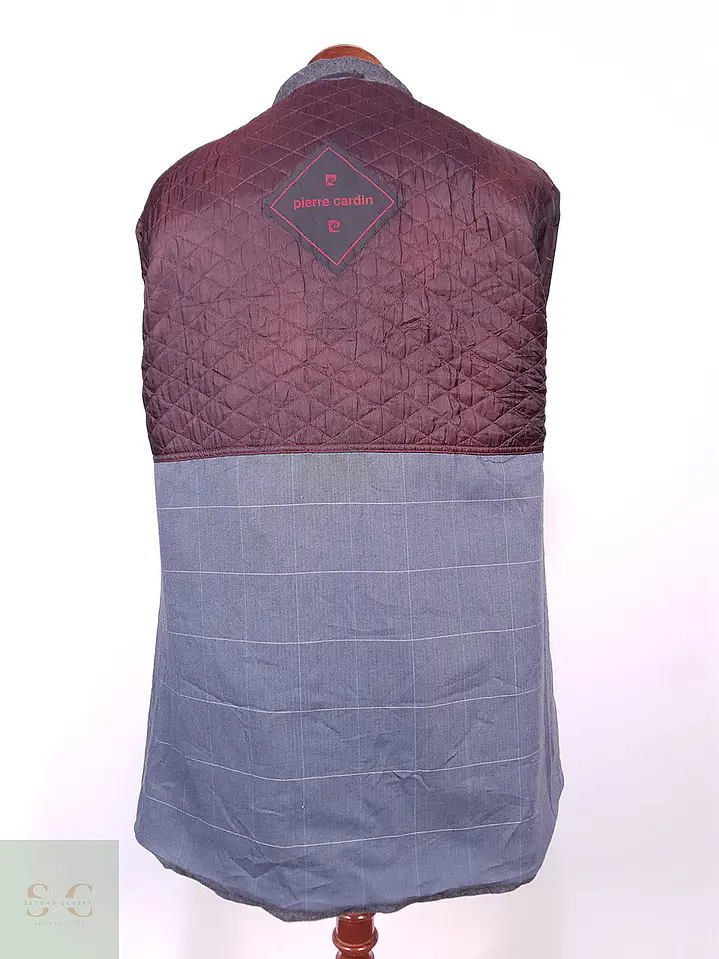 Abrigo Pierre Cardin Gris 100% Lana Italiano Talla L 16