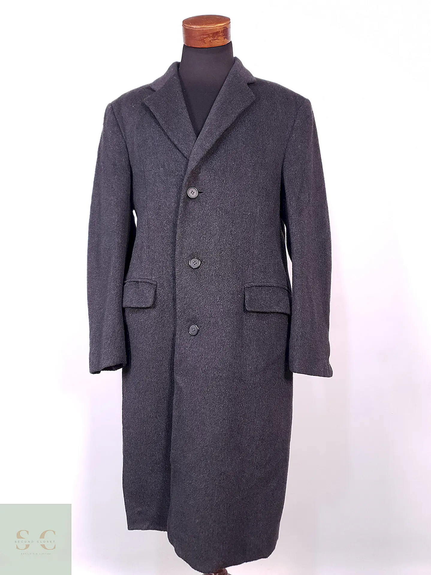 Abrigo Largo Plomo The Original Teller Coat Lana Talla L 1
