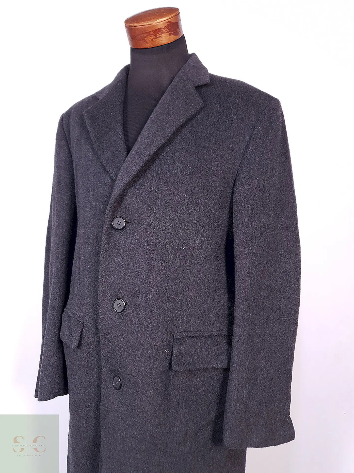 Abrigo Largo Plomo The Original Teller Coat Lana Talla L 7