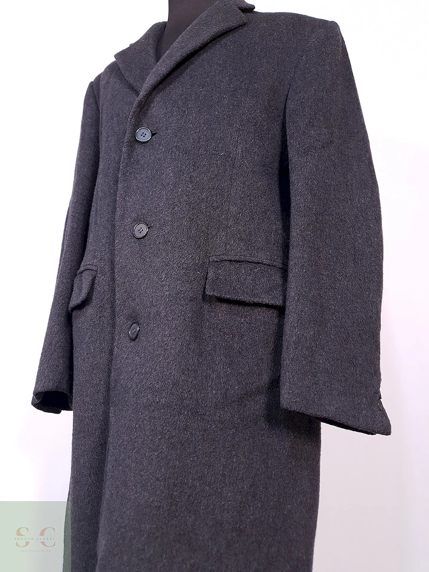 Abrigo Largo Plomo The Original Teller Coat Lana Talla L 8