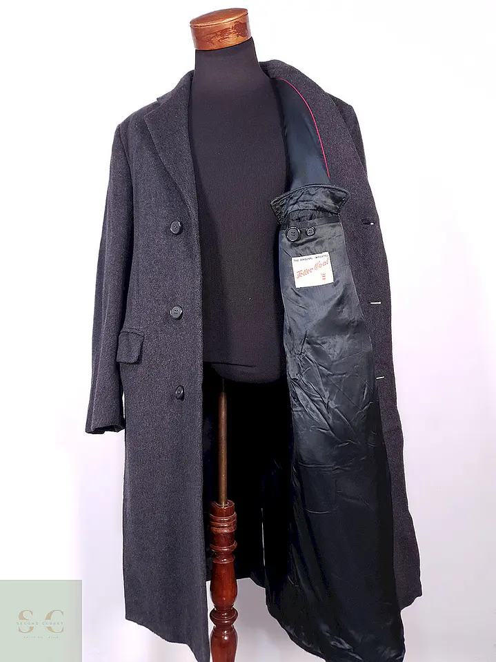 Abrigo Largo Plomo The Original Teller Coat Lana Talla L 13