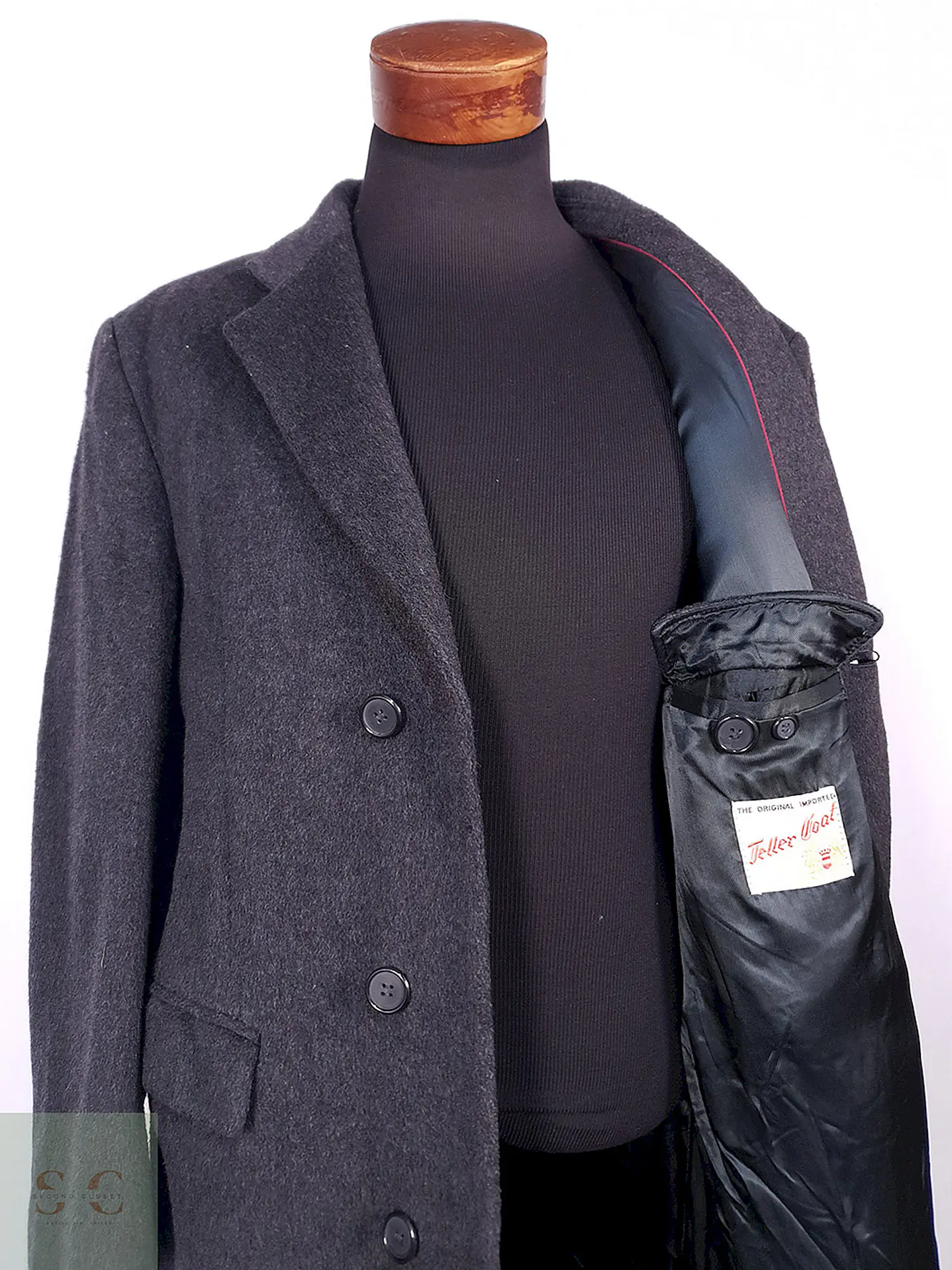 Abrigo Largo Plomo The Original Teller Coat Lana Talla L 14