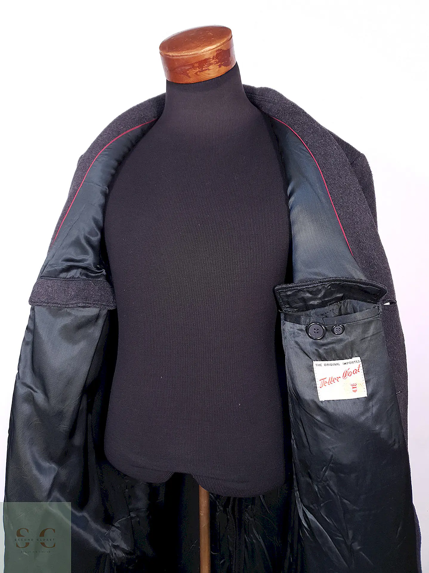 Abrigo Largo Plomo The Original Teller Coat Lana Talla L 15