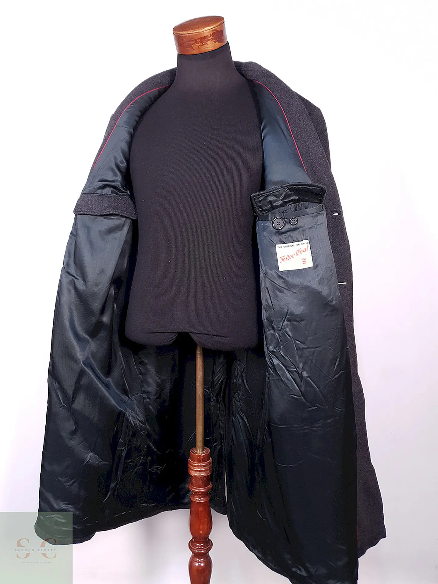 Abrigo Largo Plomo The Original Teller Coat Lana Talla L 16