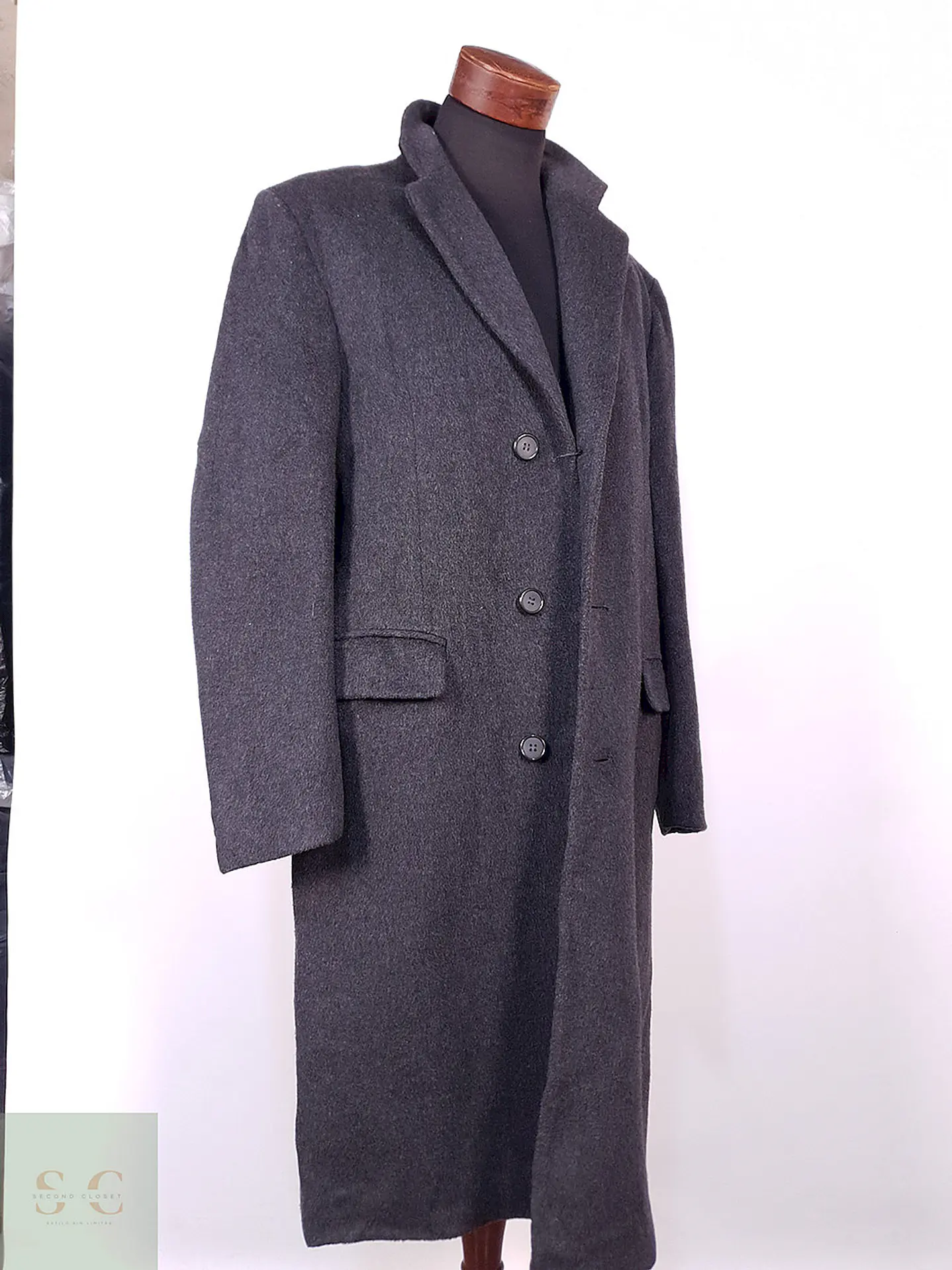 Abrigo Largo Plomo The Original Teller Coat Lana Talla L 20