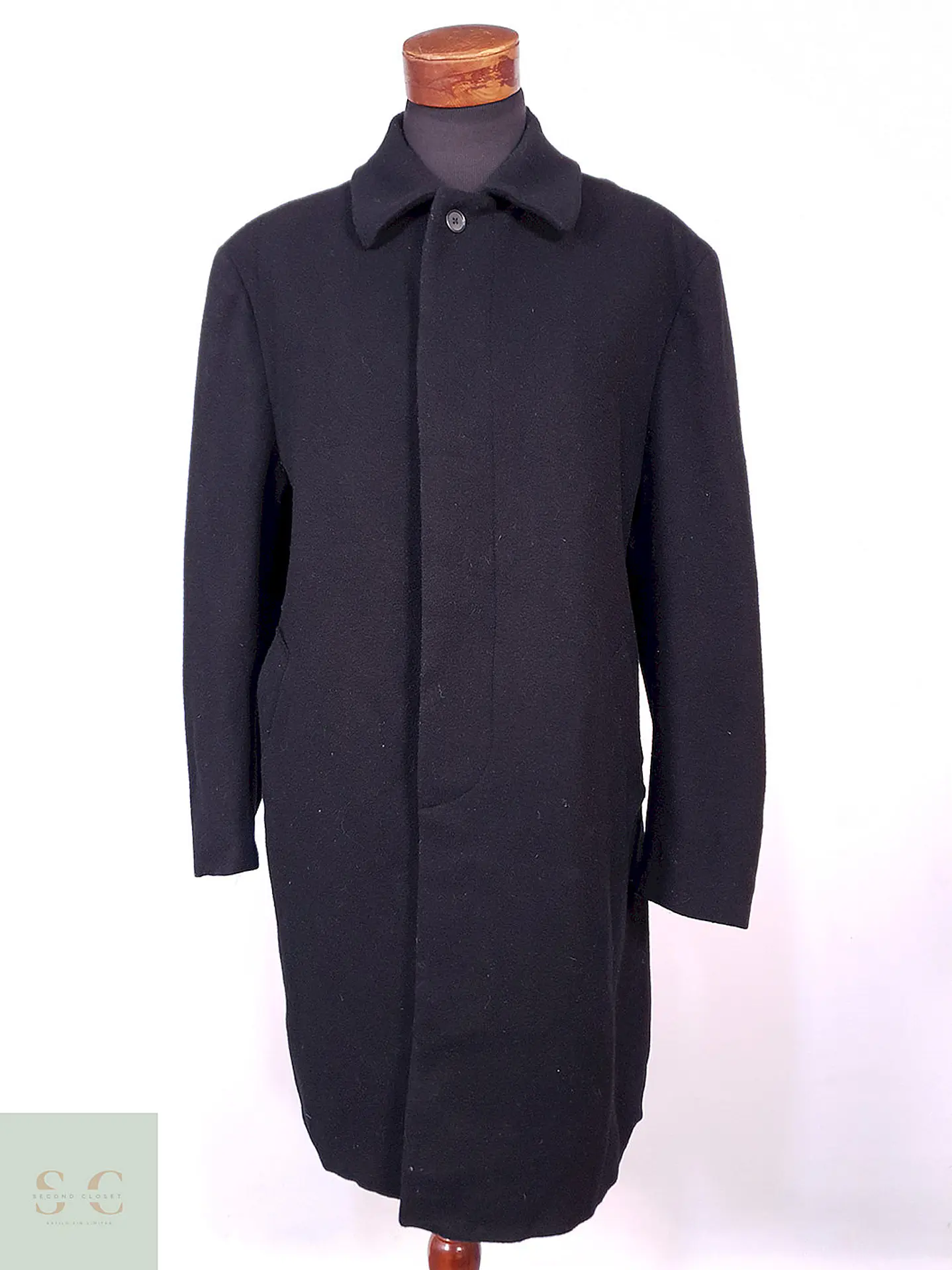 Abrigo Jos A Bank Negro 100% Lana Talla XL 1