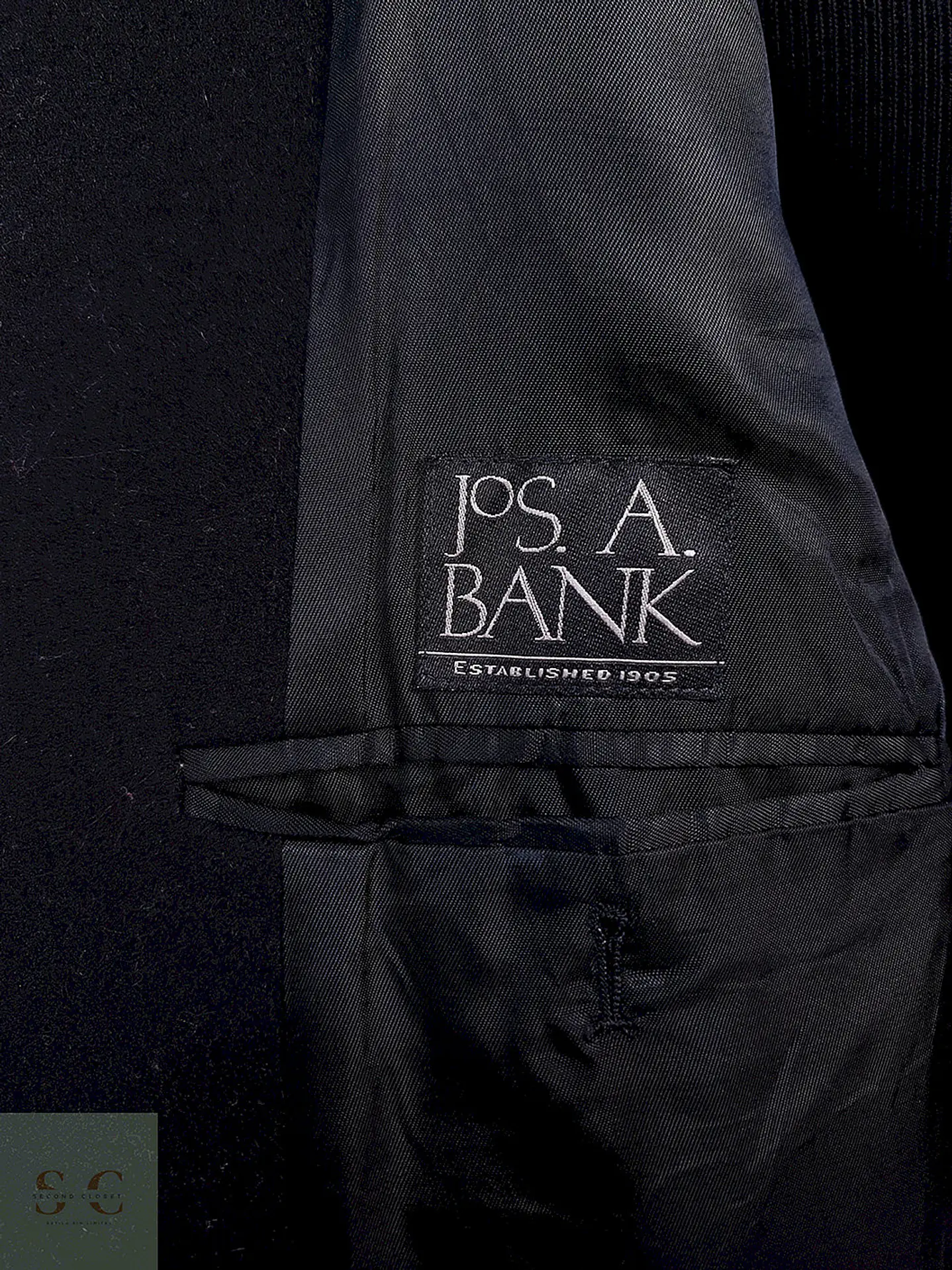 Abrigo Jos A Bank Negro 100% Lana Talla XL 10