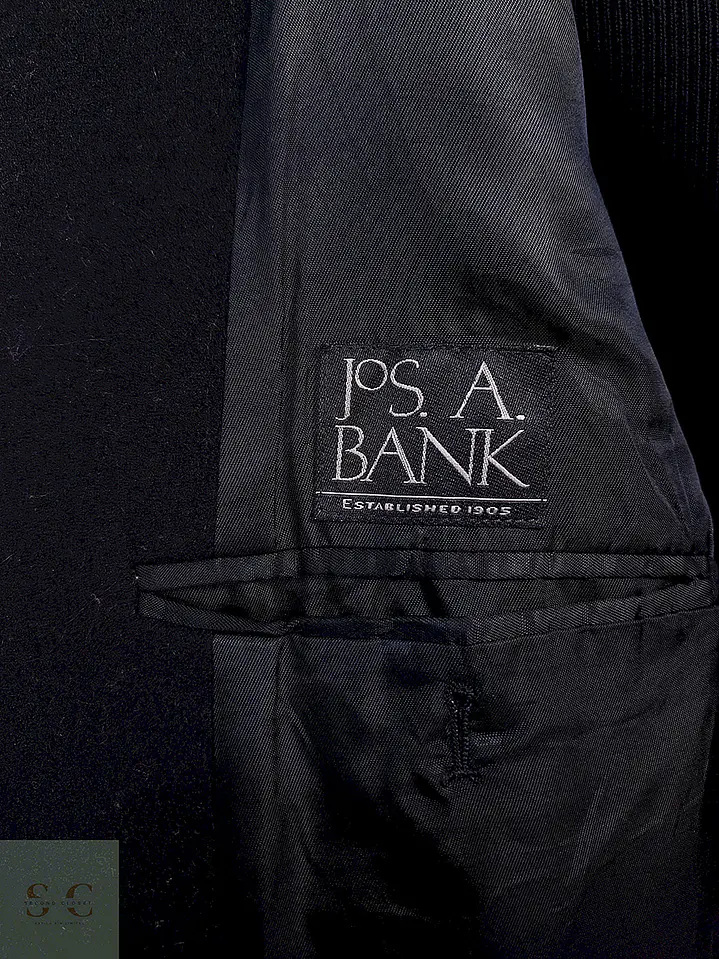 Abrigo Jos A Bank Negro 100% Lana Talla XL 10