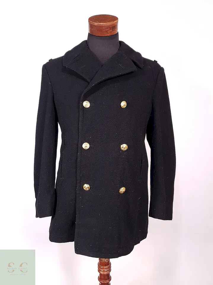 Abrigo Marinero Naval Academy Negro 100% Lana Talla ML 1