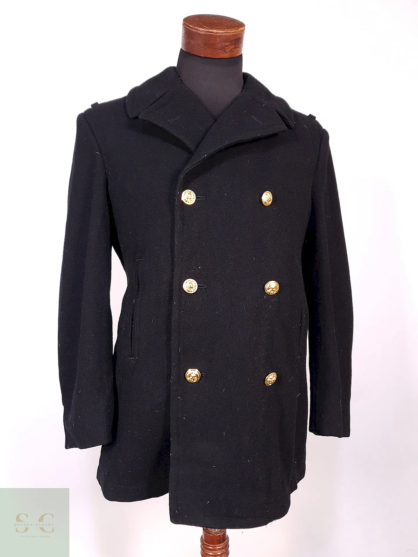 Abrigo Marinero Naval Academy Negro 100% Lana Talla ML 2