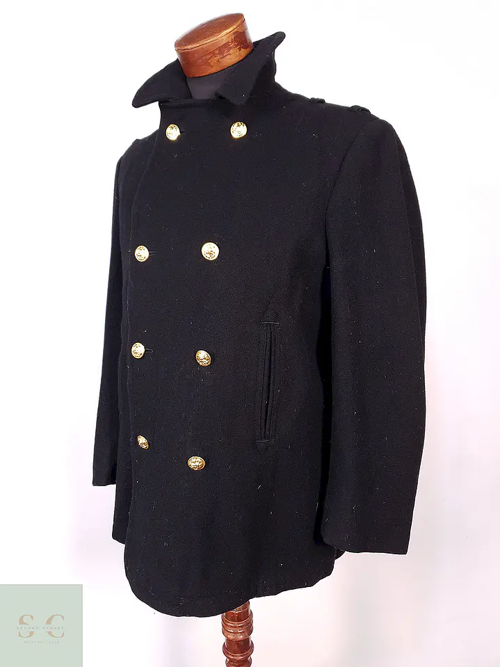Abrigo Marinero Naval Academy Negro 100% Lana Talla ML 7