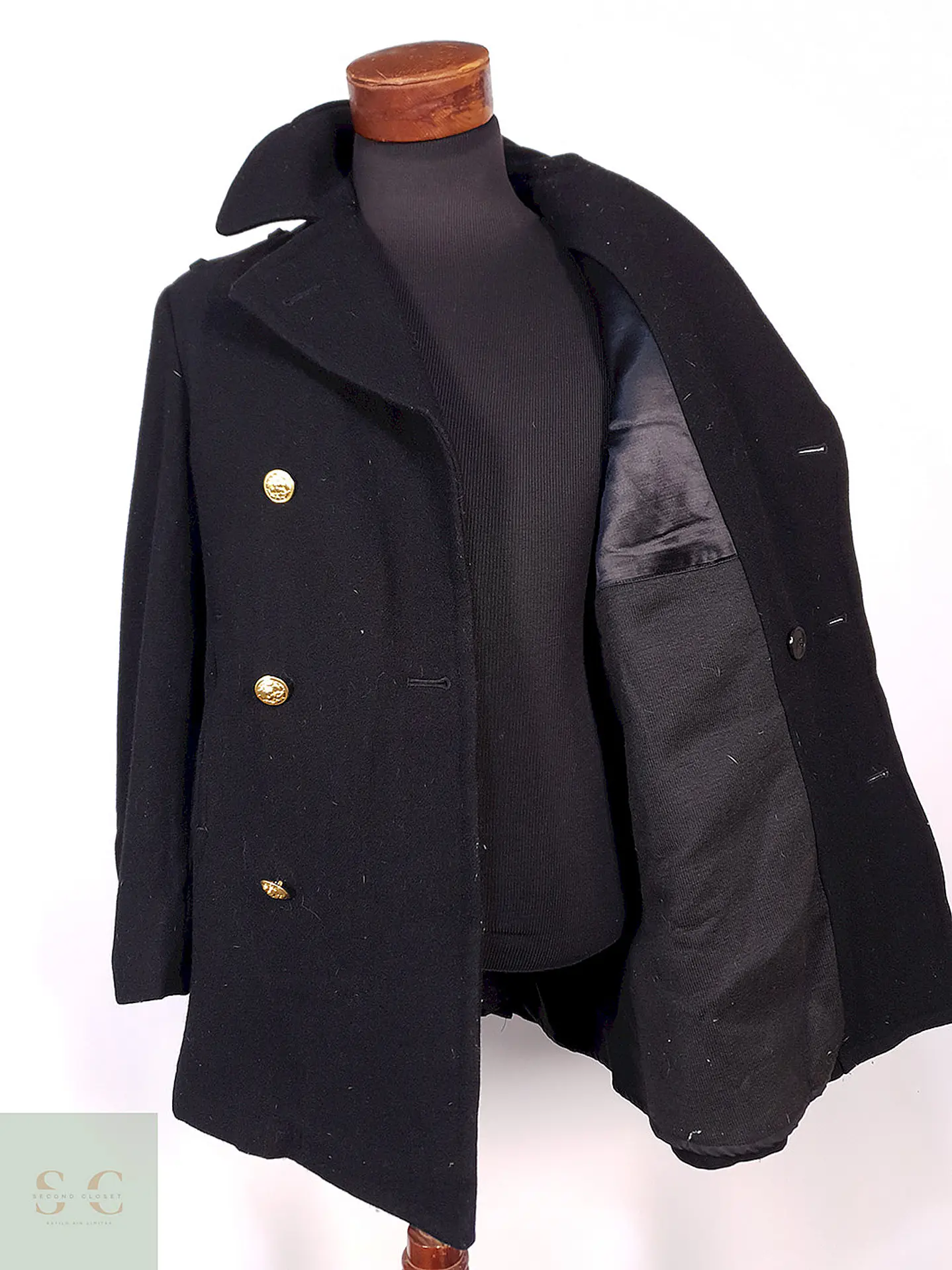 Abrigo Marinero Naval Academy Negro 100% Lana Talla ML 10