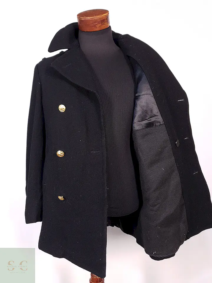 Abrigo Marinero Naval Academy Negro 100% Lana Talla ML 10