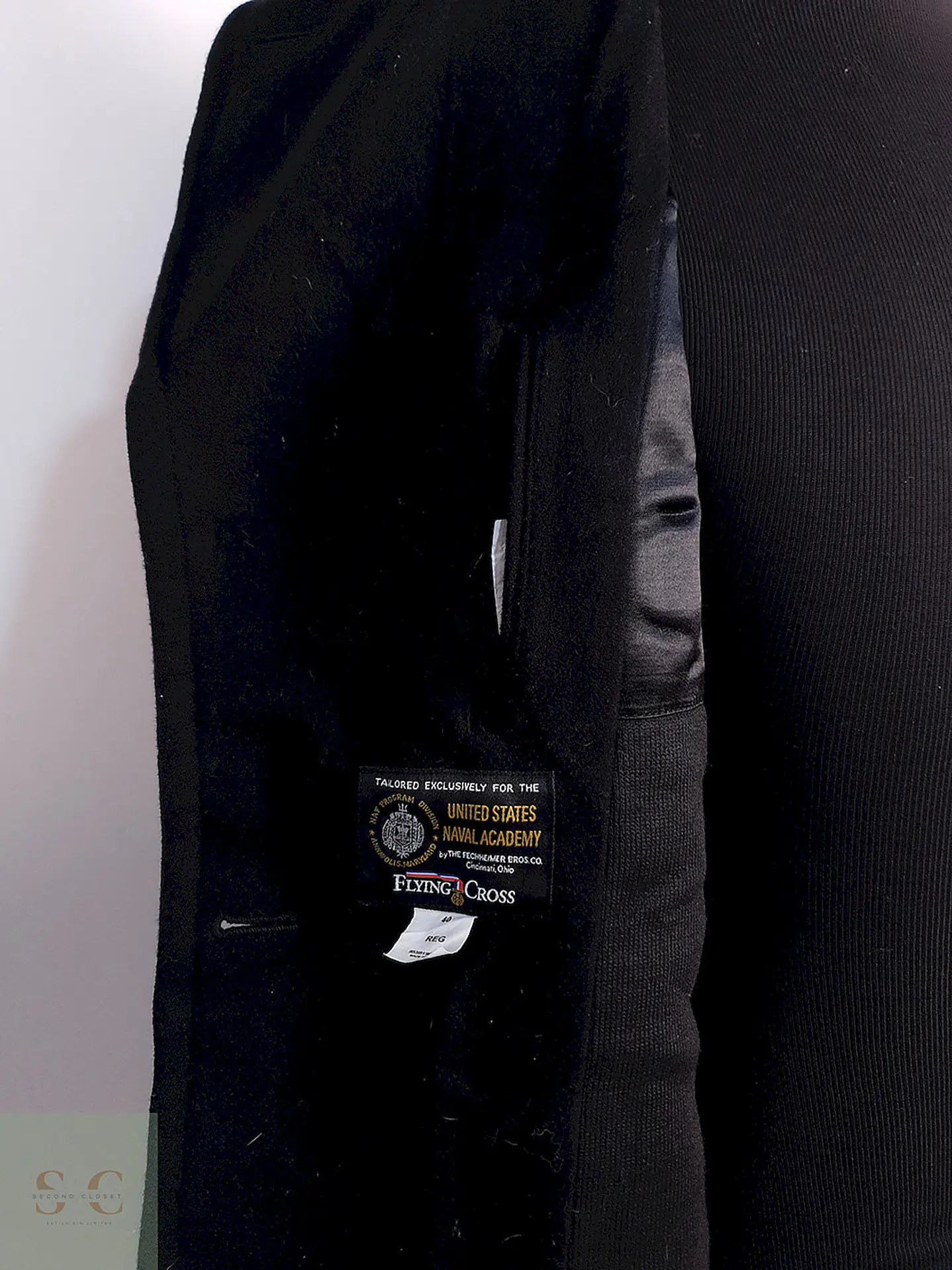 Abrigo Marinero Naval Academy Negro 100% Lana Talla ML 14
