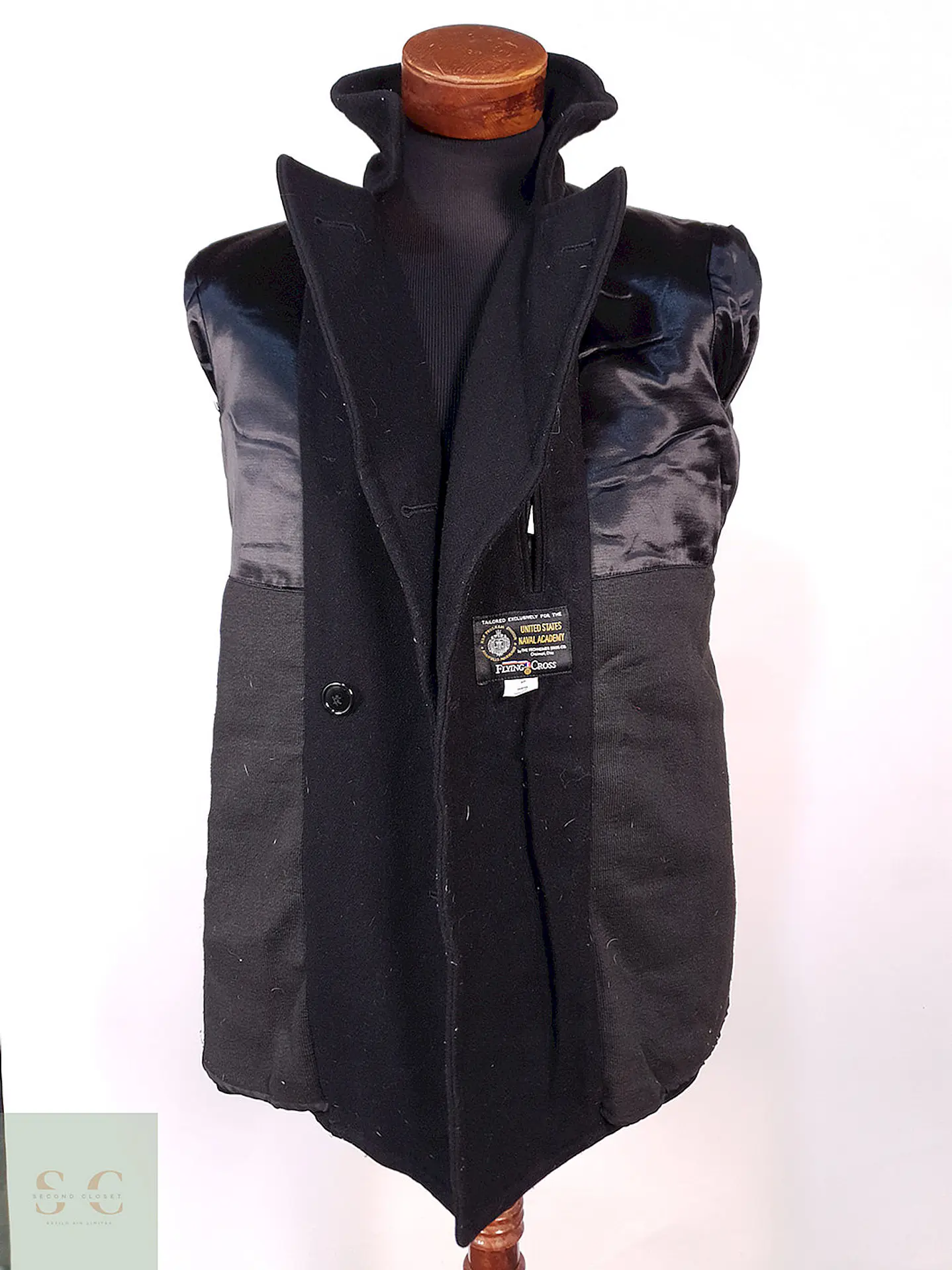 Abrigo Marinero Naval Academy Negro 100% Lana Talla ML 19