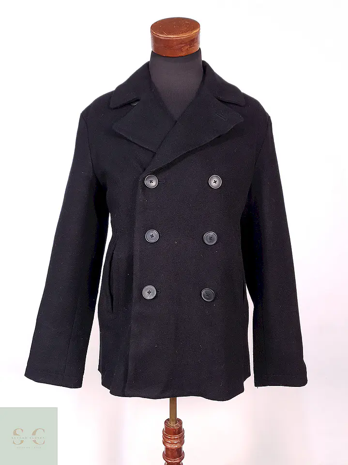 Abrigo Marinero Old Navy Negro Mezcla Lana Talla M 1