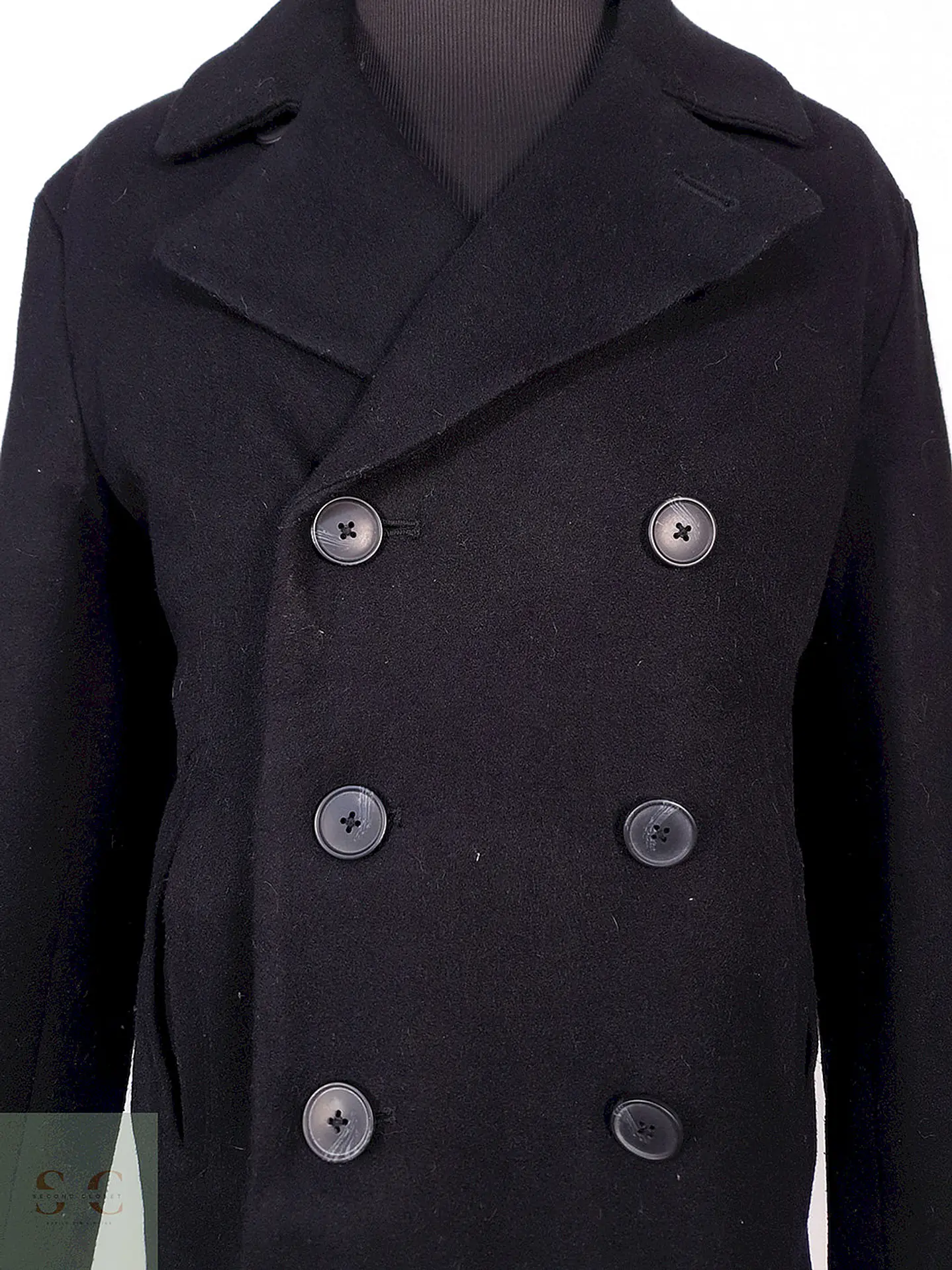 Abrigo Marinero Old Navy Negro Mezcla Lana Talla M 3