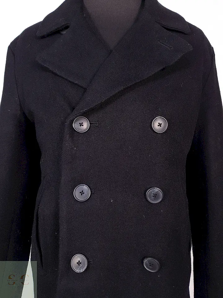 Abrigo Marinero Old Navy Negro Mezcla Lana Talla M 3